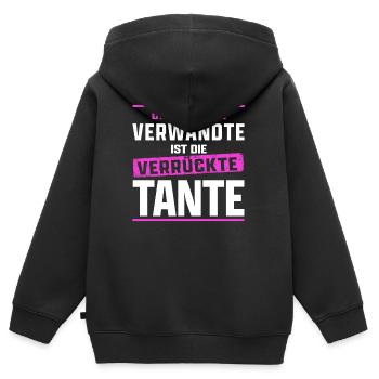 Tante Sprüche Kinder die coolste Verwandte - Kinder Premium Organic Zip Hoodie - Schwarz - Hinten - AI Model Kid Male (0cm)