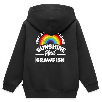 Fille femmes soleil Languste - Sweat Premium à capuche zippé enfant bio - noir - Dos - AI Model Kid Male (0cm)