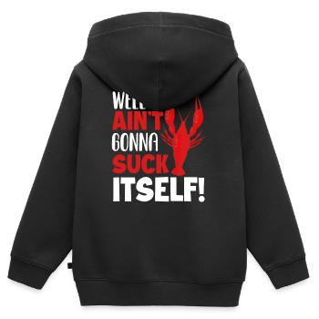 Langoustes Sucer mer Langouste - Sweat Premium à capuche zippé enfant bio - noir - Dos - AI Model Kid Male (0cm)