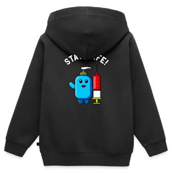 Reste en bonne santé désinfection piqûre seringue vaccination - Sweat Premium à capuche zippé enfant bio - noir - Dos - AI Model Kid Male (0cm)