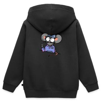 Souris montre la paix - Sweat Premium à capuche zippé enfant bio - noir - Dos - AI Model Kid Male (0cm)