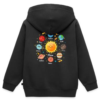 Solar System Space Planets for a sience lover - Sweat Premium à capuche zippé enfant bio - noir - Dos - AI Model Kid Male (0cm)