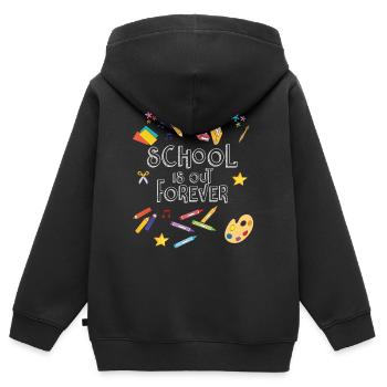 École à l’école pour toujours - Fin de l’école - Sweat Premium à capuche zippé enfant bio - noir - Dos - AI Model Kid Male (0cm)