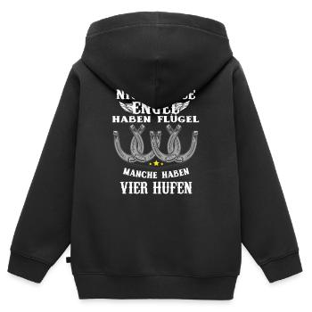 Alle Engel haben Hufen Reiter Fan Pferdeliebhaber - Kinder Premium Organic Zip Hoodie - Schwarz - Hinten - AI Model Kid Male (0cm)