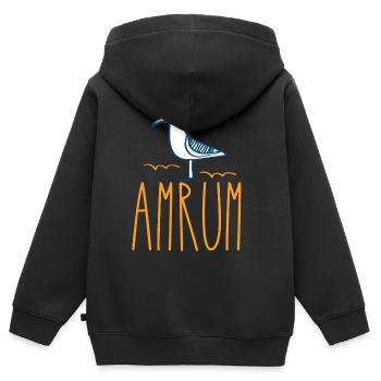 Amrum Möwe Moin Nordsee Wattenmeer Insel - Kinder Premium Organic Zip Hoodie - Schwarz - Hinten - AI Model Kid Male (0cm)