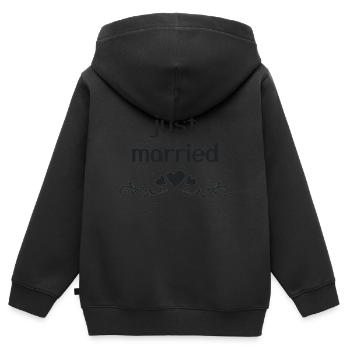 just married - Kinder Premium Organic Zip Hoodie - Schwarz - Hinten - AI Model Kid Male (0cm)