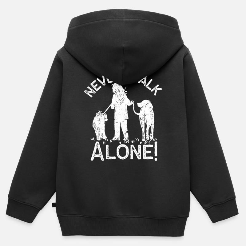 Chiens / Chiens - Never walk alone - Sweat Premium à capuche zippé enfant bio - noir