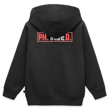 Promotion Student Doktortitel - Kinder Premium Organic Zip Hoodie - Schwarz - Hinten - AI Model Kid Male (0cm)