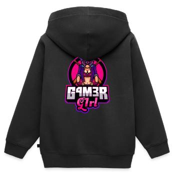 Gamer Girl Lustiges Esport Team Label Logo - Kinder Premium Organic Zip Hoodie - Schwarz - Hinten - AI Model Kid Male (0cm)