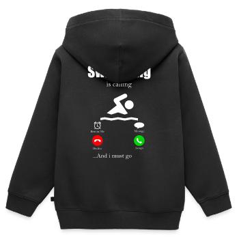 Schwimmen Tauchen Schwimmbad Freibad Wasser Meer - Kinder Premium Organic Zip Hoodie - Schwarz - Hinten - AI Model Kid Male (0cm)
