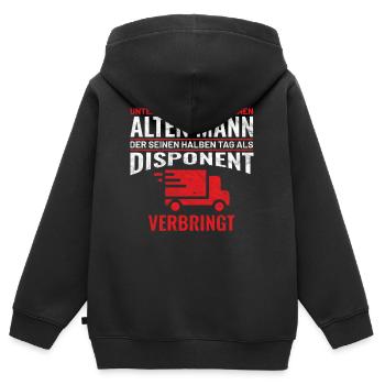 Disponent Mann Männer Geschenkidee - Kinder Premium Organic Zip Hoodie - Schwarz - Hinten - AI Model Kid Male (0cm)