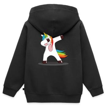 Dabbing Unicorn dabbendes Einhorn Geschenkidee - Kinder Premium Organic Zip Hoodie - Schwarz - Hinten - AI Model Kid Male (0cm)