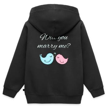 Hochzeitsantrag - Kinder Premium Organic Zip Hoodie - Schwarz - Hinten - AI Model Kid Male (0cm)