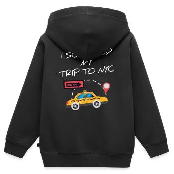 I Survived my trip to NYC New York NYC - Sweat Premium à capuche zippé enfant bio - noir - Dos - AI Model Kid Male (0cm)
