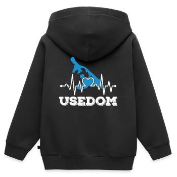 Usedom Herzschlag Insel Leben Ostsee Strand - Kinder Premium Organic Zip Hoodie - Schwarz - Hinten - AI Model Kid Male (0cm)