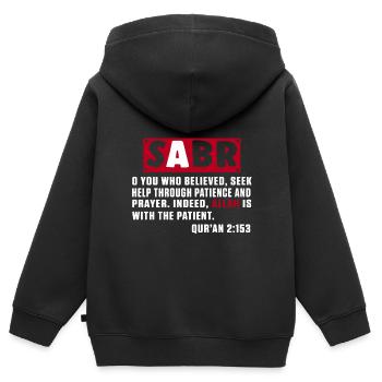 Sabr Islam Muslim Allah Moschee Koran Religion Geschenk - Kinder Premium Organic Zip Hoodie - Schwarz - Hinten - AI Model Kid Male (0cm)