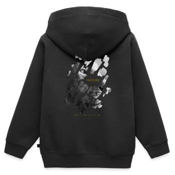 Nature - Kinder Premium Organic Zip Hoodie - Schwarz - Hinten - AI Model Kid Male (0cm)