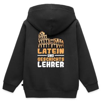 Latein und Griechisch Lehrer - Kinder Premium Organic Zip Hoodie - Schwarz - Hinten - AI Model Kid Male (0cm)