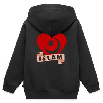 Islam Herz Muslim Allah Gott Religion Moschee Geschenk - Kinder Premium Organic Zip Hoodie - Schwarz - Hinten - AI Model Kid Male (0cm)
