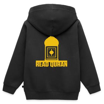 Lire Mosquée coranique Islam Musulman Allah Religion Cadeau - Sweat Premium à capuche zippé enfant bio - noir - Dos - AI Model Kid Male (0cm)