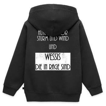 Hüte dich vor Wessis Lustiger Wessi Spruch vintage - Kinder Premium Organic Zip Hoodie - Schwarz - Hinten - AI Model Kid Male (0cm)