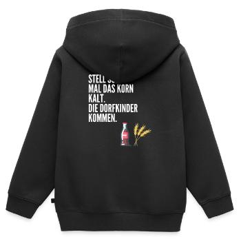 Stell schon mal das Korn kalt. Die Dorfkinder komm - Kinder Premium Organic Zip Hoodie - Schwarz - Hinten - AI Model Kid Male (0cm)