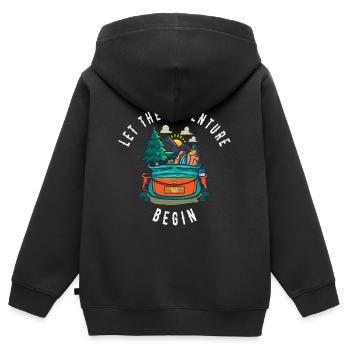 Let the adventure begin Aventurier Backpacker - Sweat Premium à capuche zippé enfant bio - noir - Dos - AI Model Kid Male (0cm)