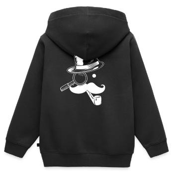 Detektiv, Kinder, - Kinder Premium Organic Zip Hoodie - Schwarz - Hinten - AI Model Kid Male (0cm)