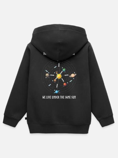 Planeet, Universum, Afstanden van Planeten - Kinder Premium zip hoodie biologisch - zwart