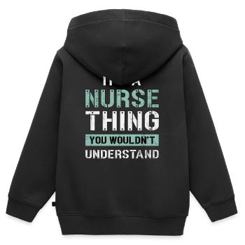 Intensivpflege Pfleger Krankeschwester Pflege - Kinder Premium Organic Zip Hoodie - Schwarz - Hinten - AI Model Kid Male (0cm)