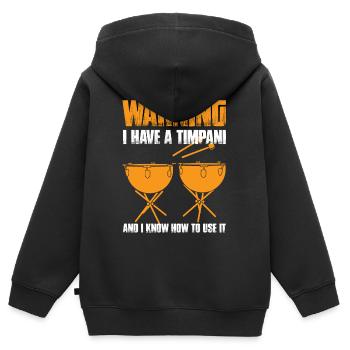 Pauke Musiker Warnung Konzert Instrument - Kinder Premium Organic Zip Hoodie - Schwarz - Hinten - AI Model Kid Male (0cm)