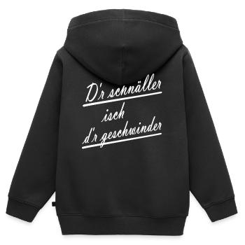 Mundart - Kinder Premium Organic Zip Hoodie - Schwarz - Hinten - AI Model Kid Male (0cm)