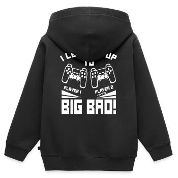 Video Gamer Gaming - I Leveled up to Big Bro - Kinder Premium Organic Zip Hoodie - Schwarz - Hinten - AI Model Kid Male (0cm)