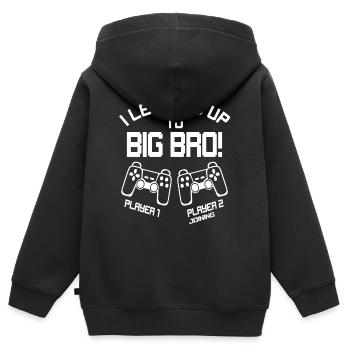 I Leveled up to Big Bro - Gaming Video Gamer - Kinder Premium Organic Zip Hoodie - Schwarz - Hinten - AI Model Kid Male (0cm)