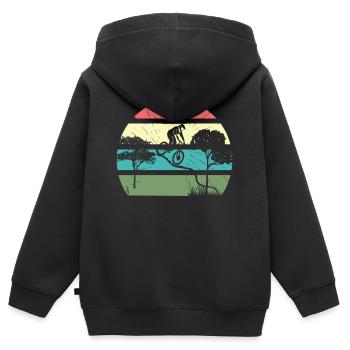 Vélos vélos vélo rétro vélo - Sweat Premium à capuche zippé enfant bio - noir - Dos - AI Model Kid Male (0cm)