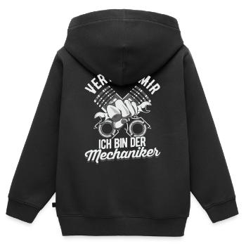 Mechaniker - Kinder Premium Organic Zip Hoodie - Schwarz - Hinten - AI Model Kid Male (0cm)