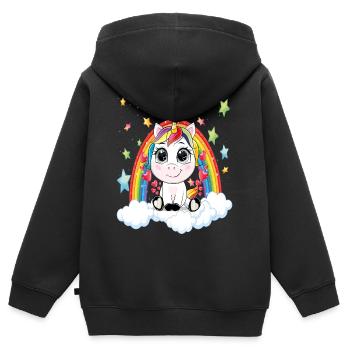 Unicorn Unicorn Hearts Rainbow Stardust - Kids Premium Organic Zip-up Hoodie - black - Back - AI Model Kid Male (0cm)