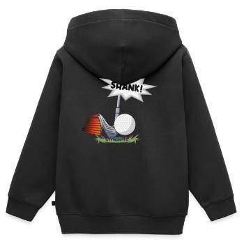 Golfschlag Shank für einen Golfer - Kinder Premium Organic Zip Hoodie - Schwarz - Hinten - AI Model Kid Male (0cm)