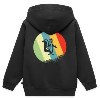 Puant rétro et vintage cercle - Sweat Premium à capuche zippé enfant bio - noir - Dos - AI Model Kid Male (0cm)