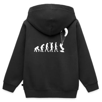 Kitesurf - Evolution de l’Homme, Darwin - Sweat Premium à capuche zippé enfant bio - noir - Dos - AI Model Kid Male (0cm)