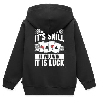Poker - Sweat Premium à capuche zippé enfant bio - noir - Dos - AI Model Kid Male (0cm)