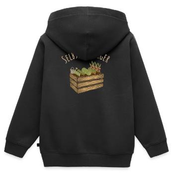 Selbstversorger am Hochbeet Gemüse Gärtner - Kinder Premium Organic Zip Hoodie - Schwarz - Hinten - AI Model Kid Male (0cm)