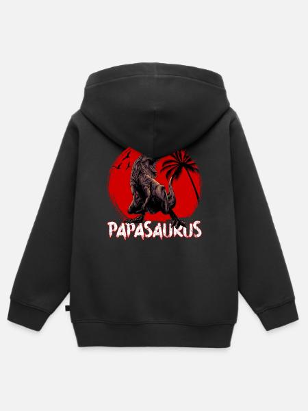 Dino Papa Papasaurus - Kinder Premium Organic Zip Hoodie - Schwarz