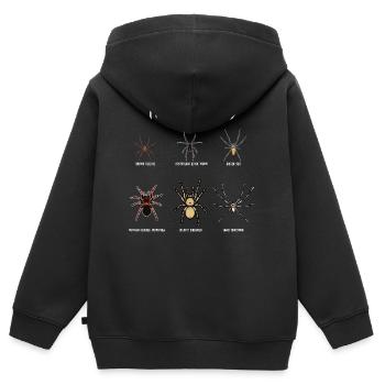 Espèces d’araignées, araignées - Sweat Premium à capuche zippé enfant bio - noir - Dos - AI Model Kid Male (0cm)