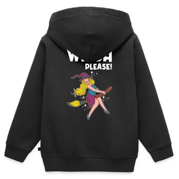 Walpurgisnacht Mädchen Hexe Besen Geschenkidee - Kinder Premium Organic Zip Hoodie - Schwarz - Hinten - AI Model Kid Male (0cm)