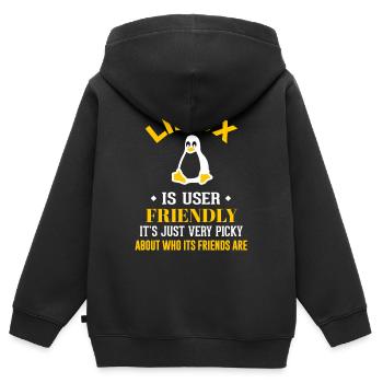 Linux Geek Coding Programmer Nerd - Kids Premium Organic Zip-up Hoodie - black - Back - AI Model Kid Male (0cm)