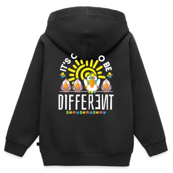 Autismus Bewusstsein - Kinder Premium Organic Zip Hoodie - Schwarz - Hinten - AI Model Kid Male (0cm)