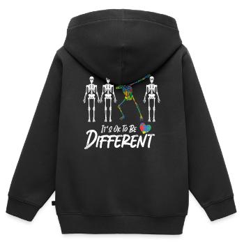 Autismus Bewusstsein - Kinder Premium Organic Zip Hoodie - Schwarz - Hinten - AI Model Kid Male (0cm)