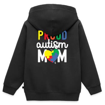 Autismus Bewusstsein - Kinder Premium Organic Zip Hoodie - Schwarz - Hinten - AI Model Kid Male (0cm)