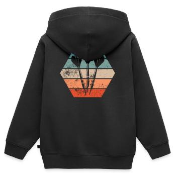 Fléchettes Fléchettes Rétro - Sweat Premium à capuche zippé enfant bio - noir - Dos - AI Model Kid Male (0cm)